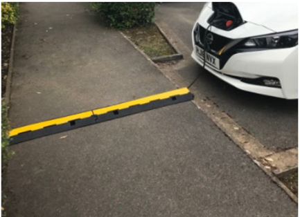Mat device covers on-street electric charging cable
