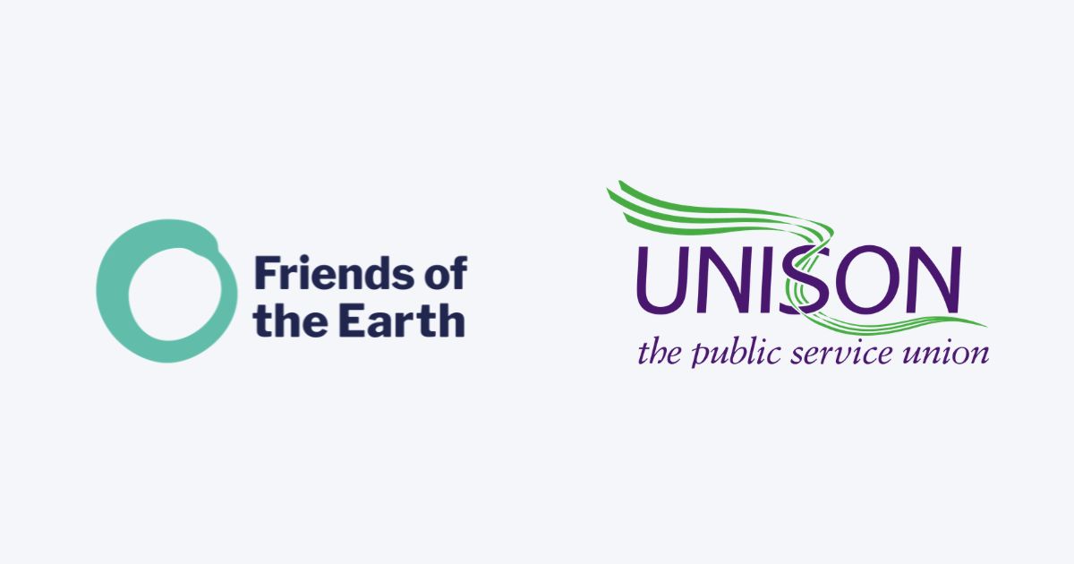 Friends of the Earth and Unison logos side-by-side