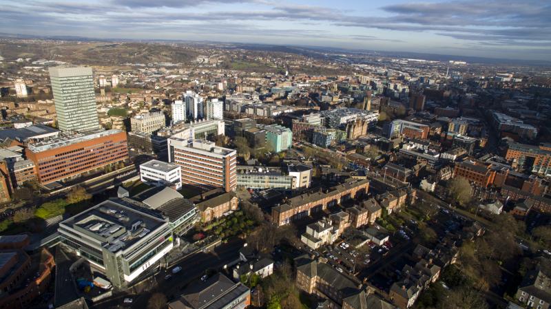 Birdseye view of Sheffield