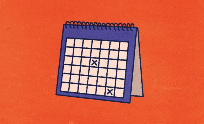 Simple illustration of calendar in bright colours