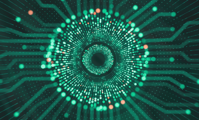 Futuristic 3D illustration of glowing data structures, representing complex quantum algorithms, data processing and advanced computing systems.